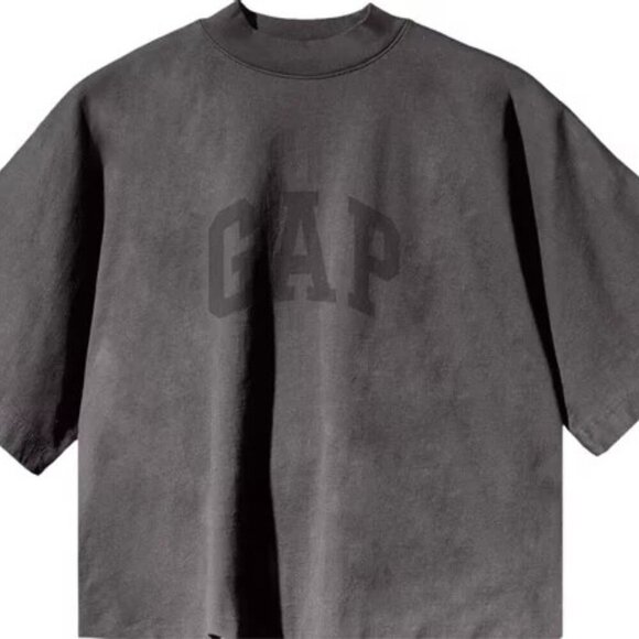 Yeezy Gap Crop Large Logo Dove Men's Tee Dark Grey Size XL